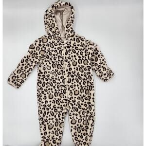 Baby Gear Size 6-9 Months Leopard Print Plush Hooded Snowsuit Hipster Cozy Boho